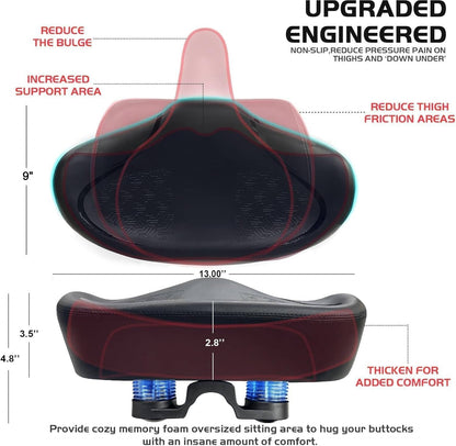 Noseless Wide Comfort Bike Seat Cushion