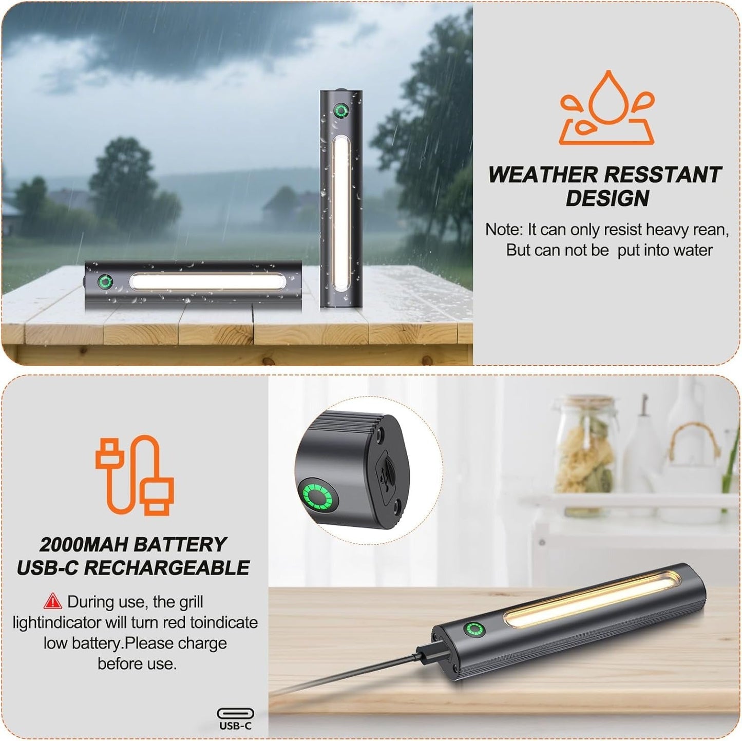 Rechargeable 360-Degree BBQ Grill Light