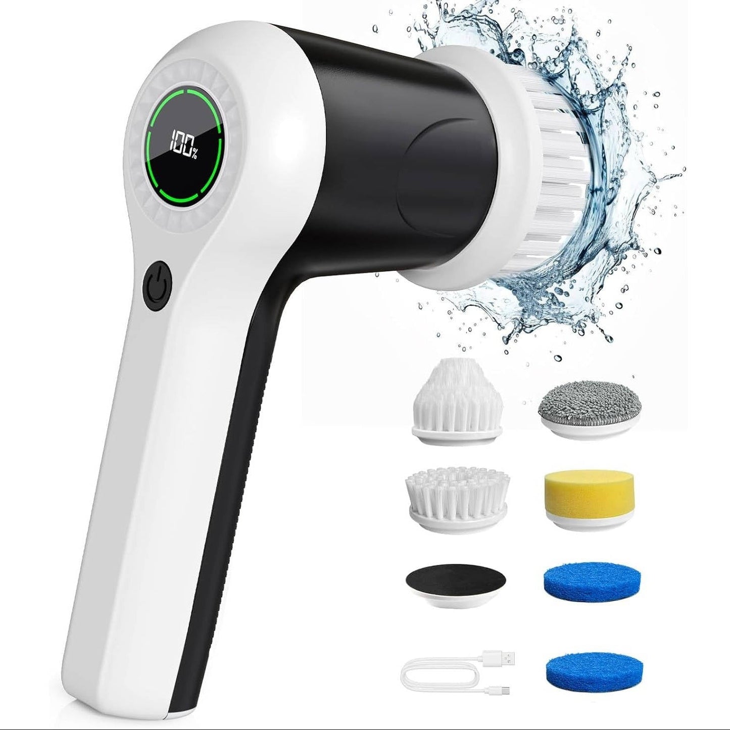 Cordless Electric Spin Scrubber, 6 Brush Heads