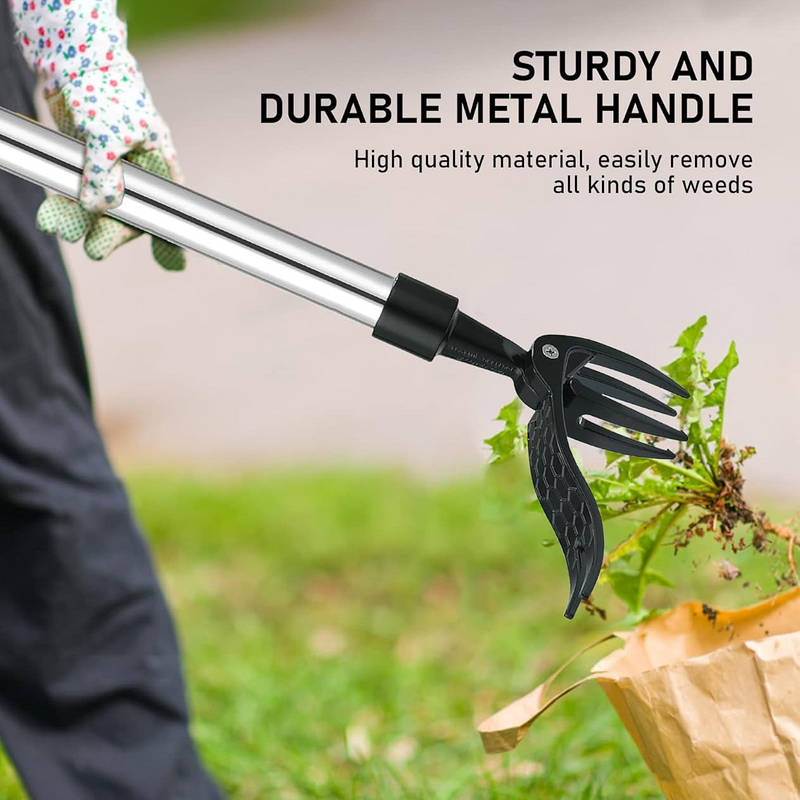 Stand-Up Weed Puller Tool with Long Handle