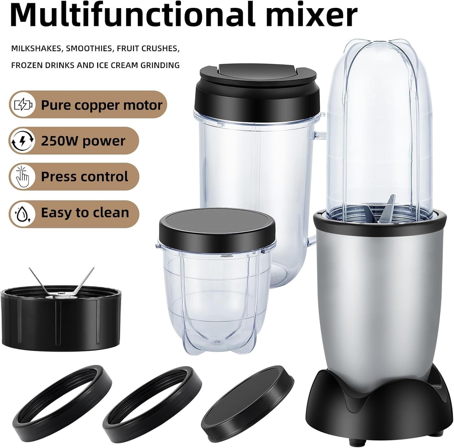 Small Bullet Blender 11 Piece Set, Single Serve