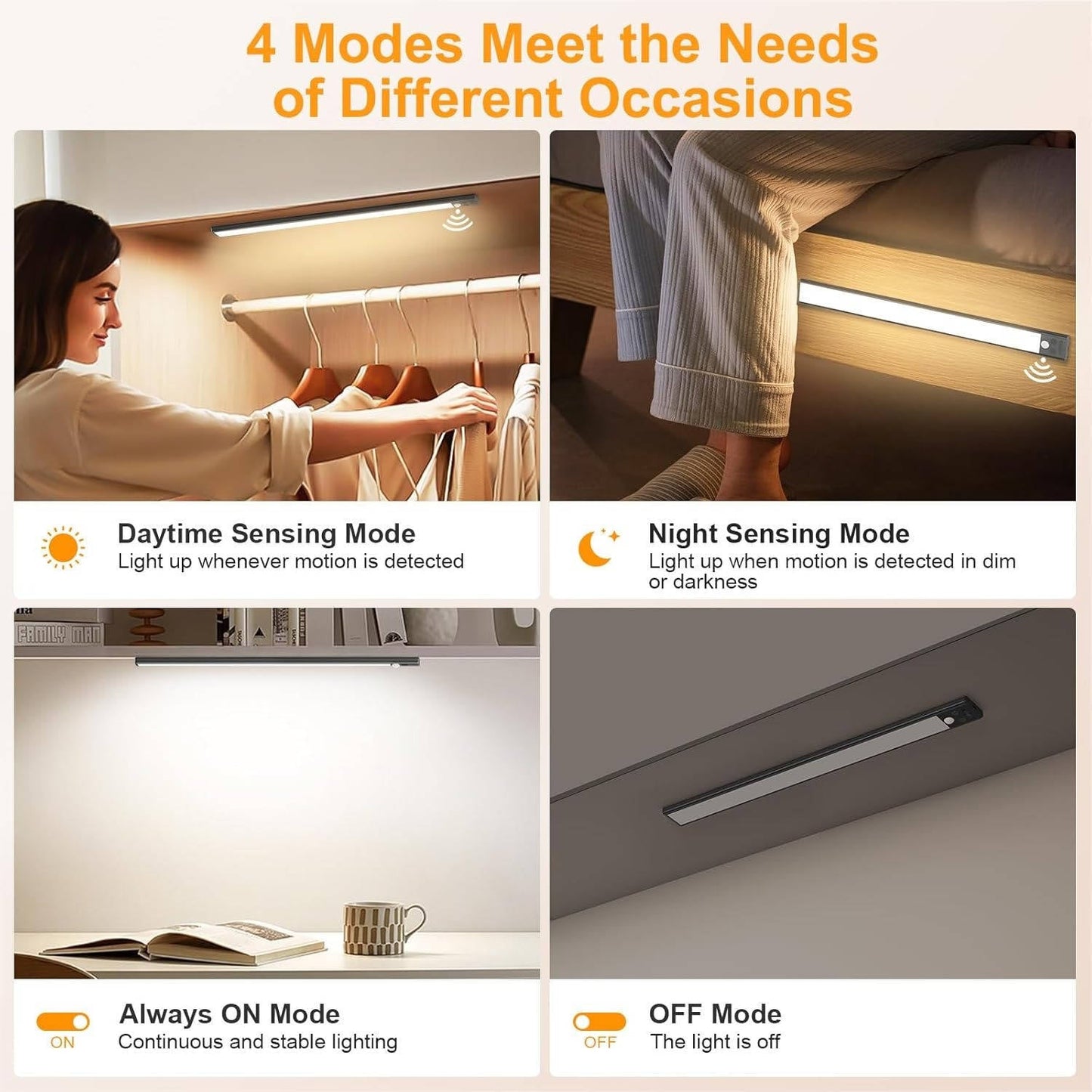 Motion Sensor Under Cabinet Lights, 2 Pack