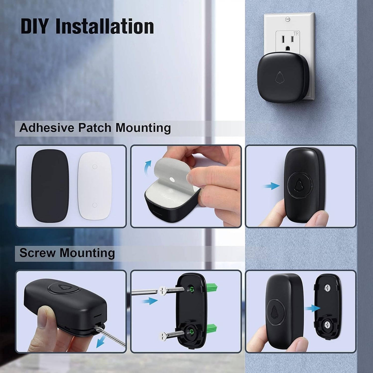 Wireless Doorbell, 1000ft Range, 58 Chimes, Waterproof