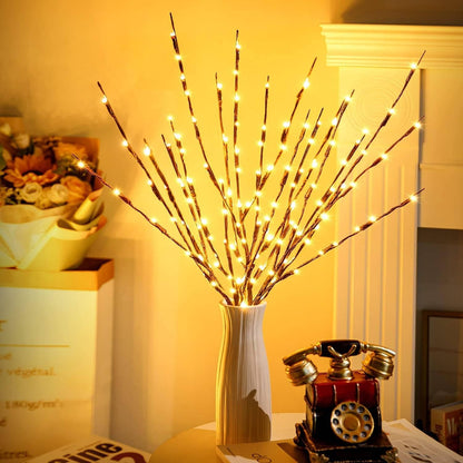 3 Pack USB Prelit Twig Lights, 60 LED Warm Glow