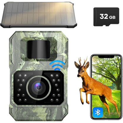 WiFi Solar Trail Camera, 48MP Night Vision