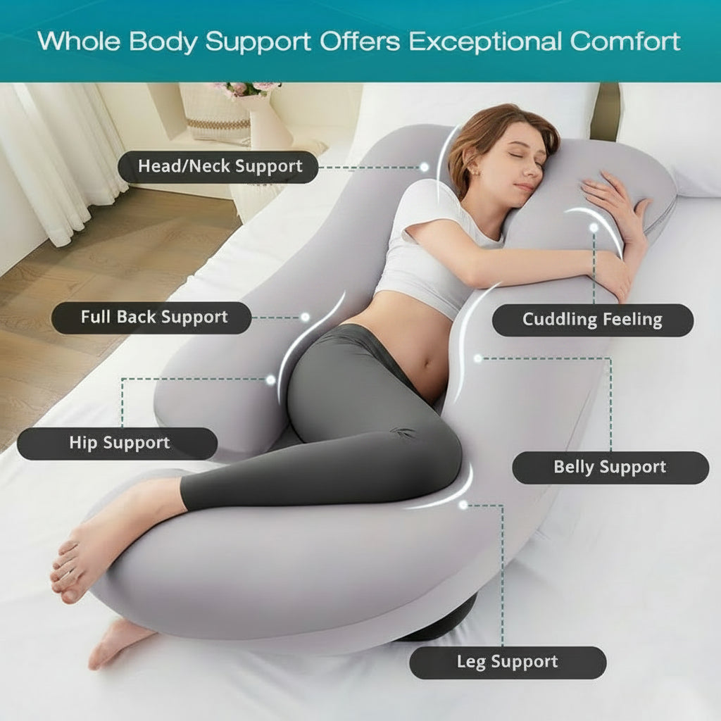 Cooling U-Shaped Full Body Pillow, Washable Cover