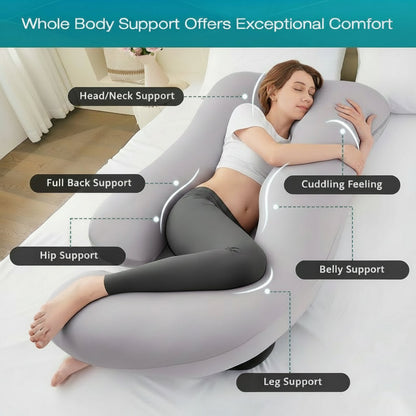 Cooling U-Shaped Full Body Pillow, Washable Cover