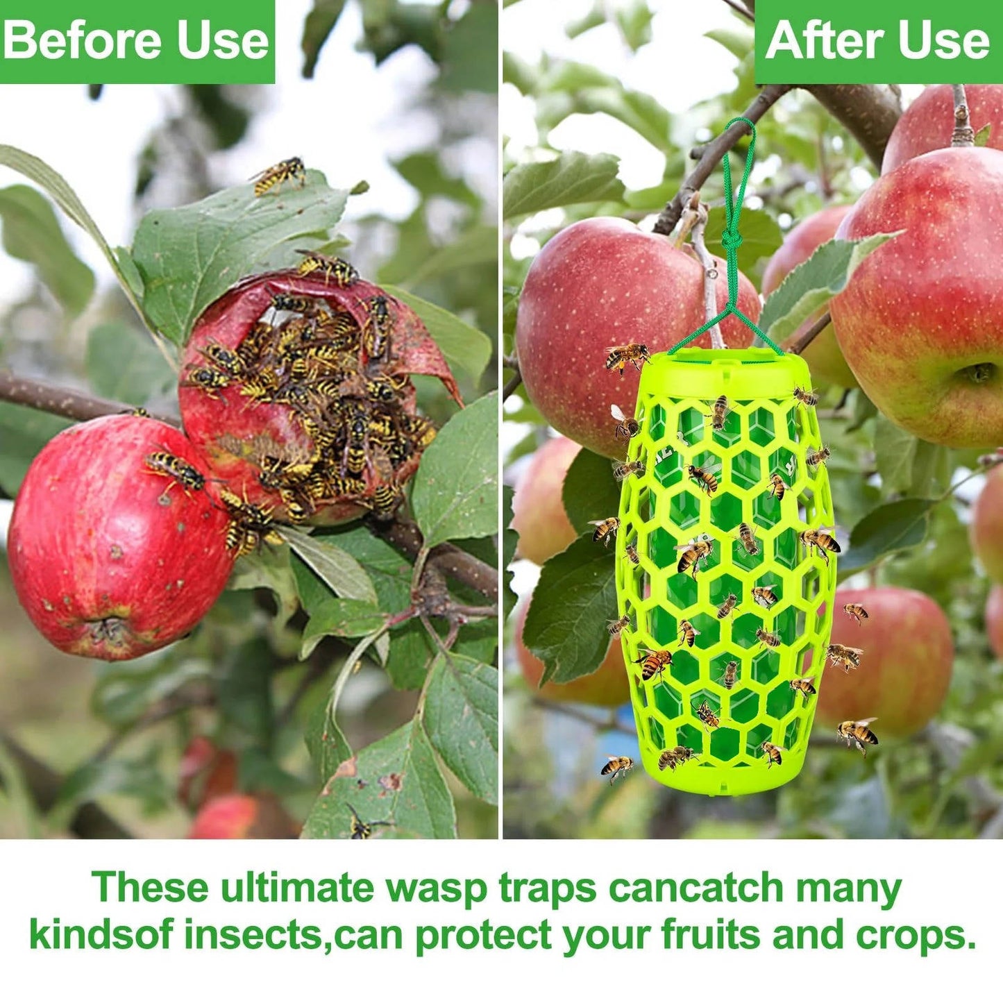 Outdoor Wasp Traps, 2 Pack Reusable Hanging