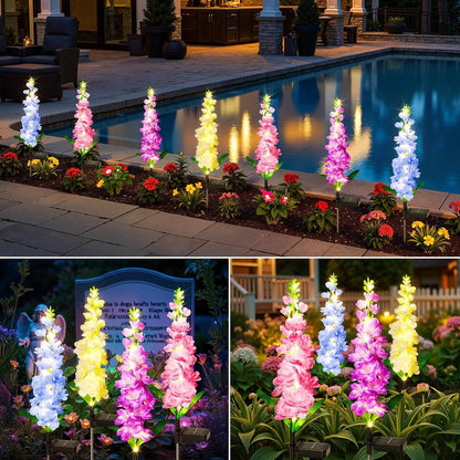 4 Pack Delphinium Solar Garden Lights, 36 LED