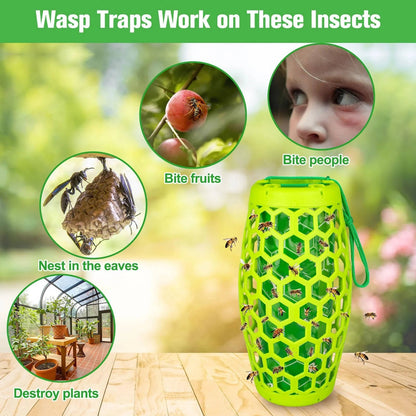 Outdoor Wasp Traps, 2 Pack Reusable Hanging