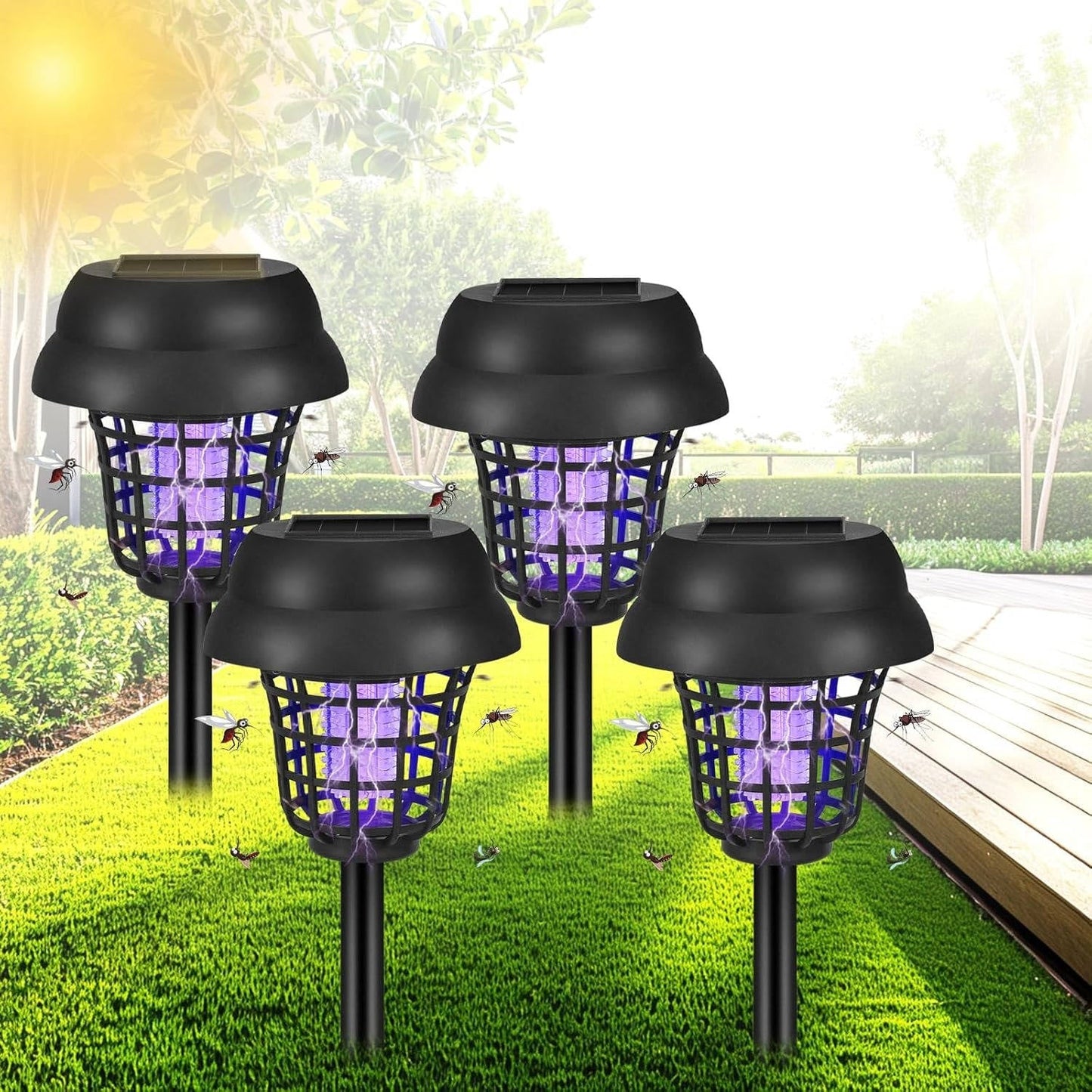 Solar Bug Zapper & Mosquito Trap Lamp, 4 Pack