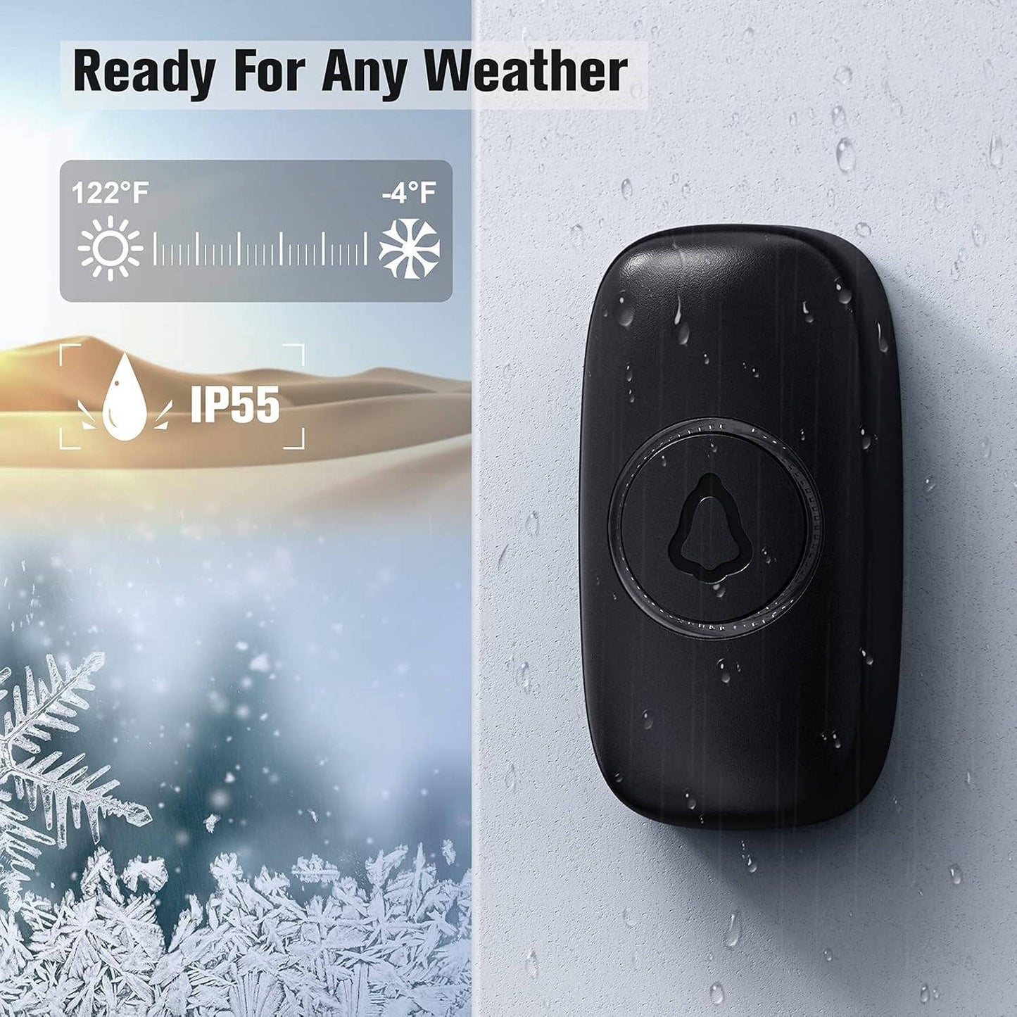 Wireless Doorbell, 1000ft Range, 58 Chimes, Waterproof