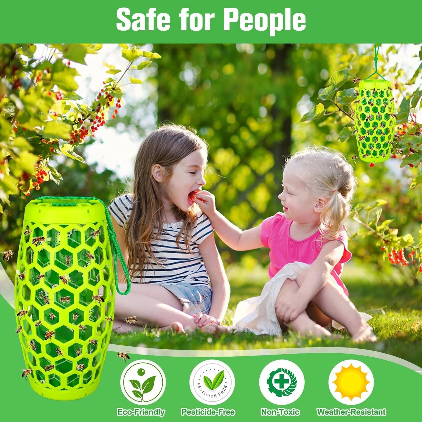 Outdoor Wasp Traps, 2 Pack Reusable Hanging