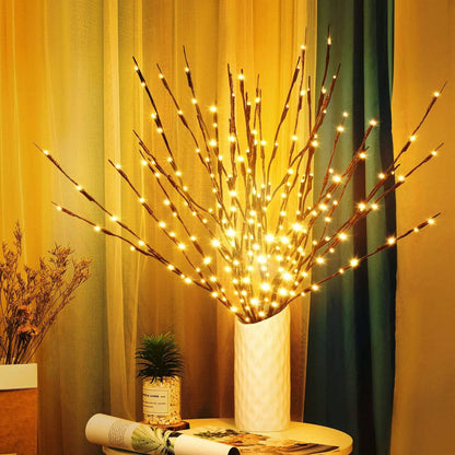 3 Pack USB Prelit Twig Lights, 60 LED Warm Glow