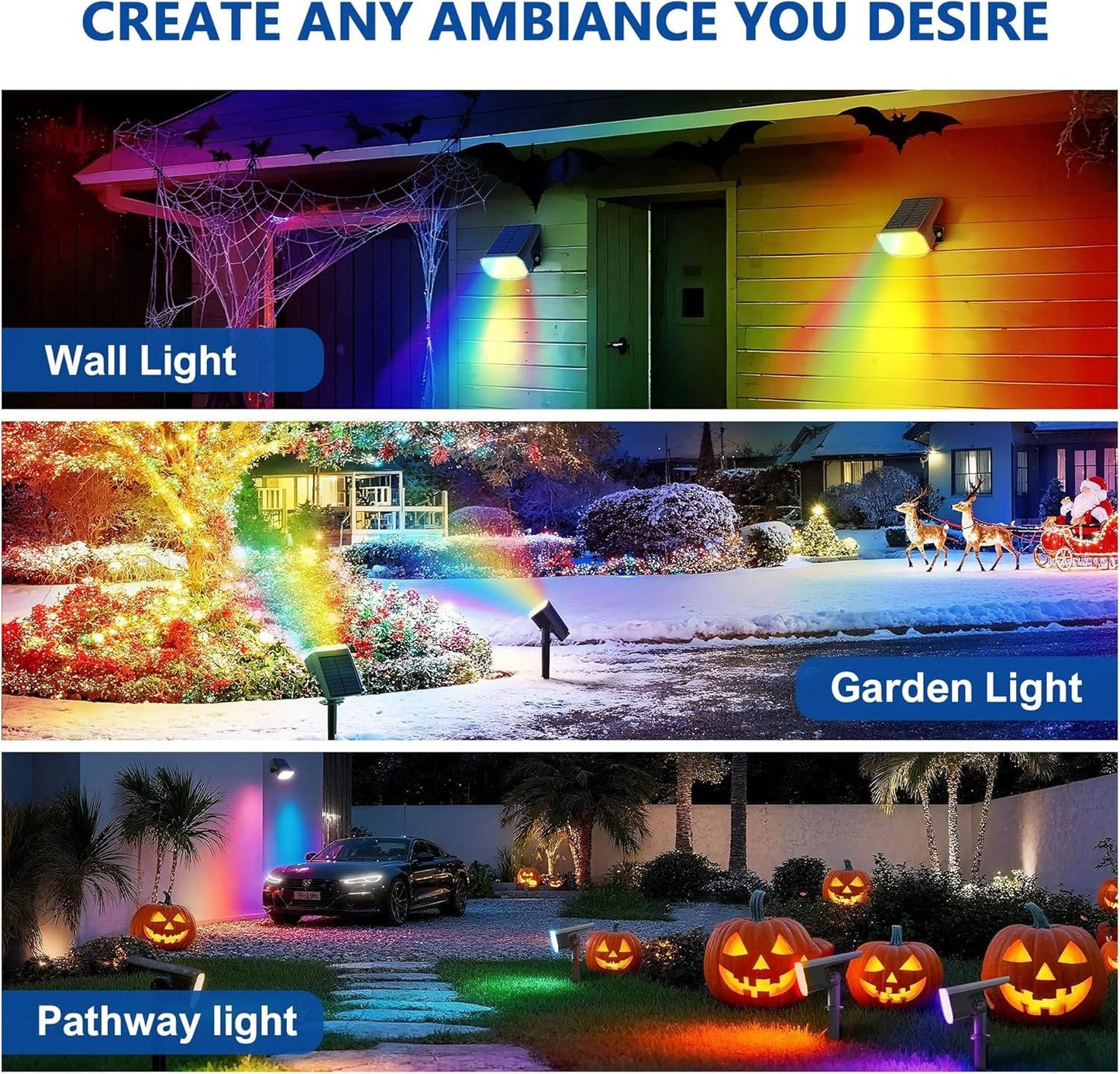 Solar Spot Lights Outdoor, 4 Pack IP65