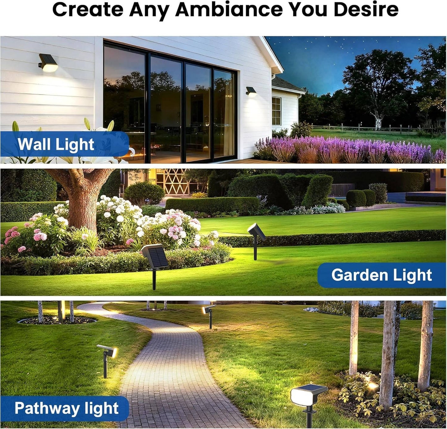 Solar Spot Lights Outdoor, 4 Pack IP65