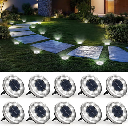 10 Pack Solar Ground Lights, Waterproof Pathway