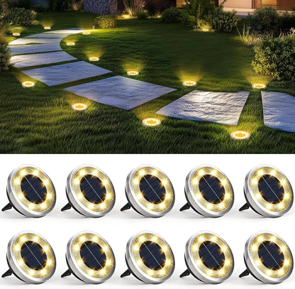 10 Pack Solar Ground Lights, Waterproof Pathway