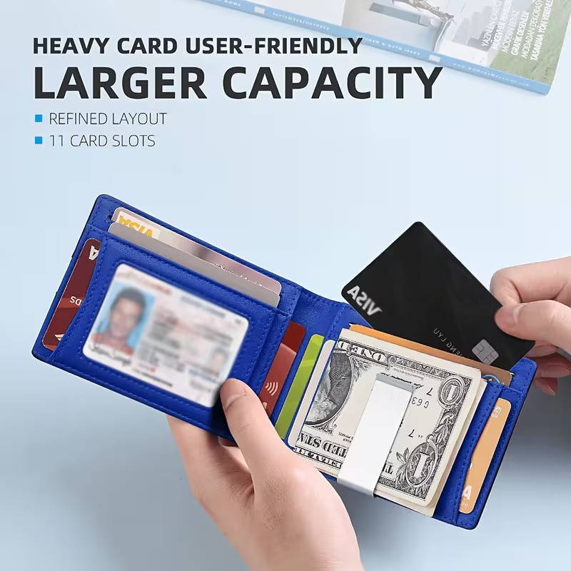 Mens Carbon Fiber RFID Bifold Card Wallet