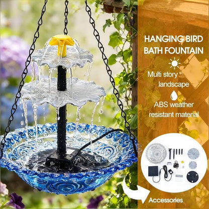 Solar Powered Hanging Bird Bath Fountain
