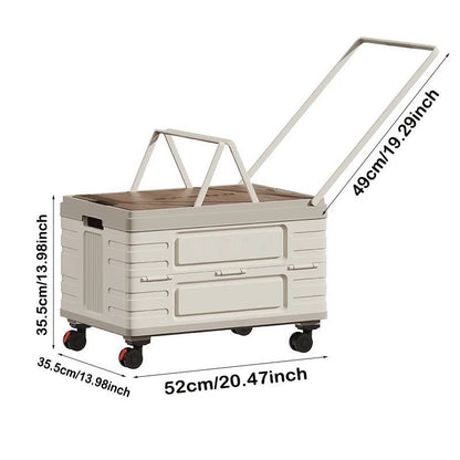 Collapsible Outdoor Storage Box with Wheels & Wood Lid