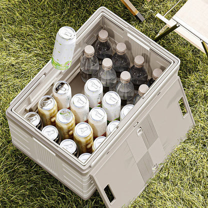 Collapsible Outdoor Storage Box with Wheels & Wood Lid