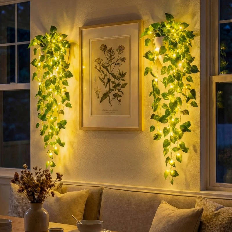 Artificial Hanging Vines with LED Lights, Faux Ivy