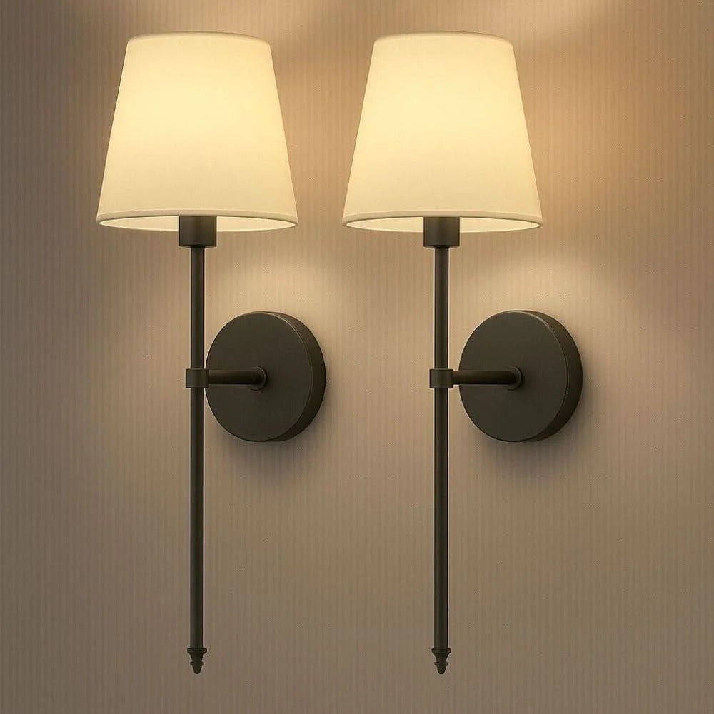Wireless Fabric Wall Sconces, Cordless (Set of 2)