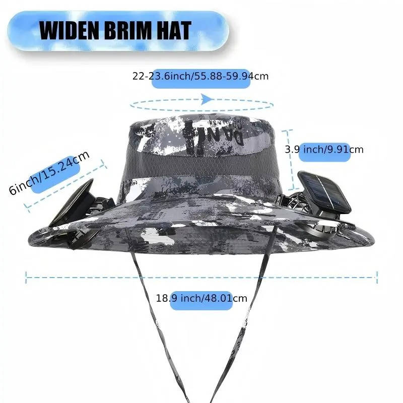 Wide Brim Sun Hat with 2 Solar Cooling Fans