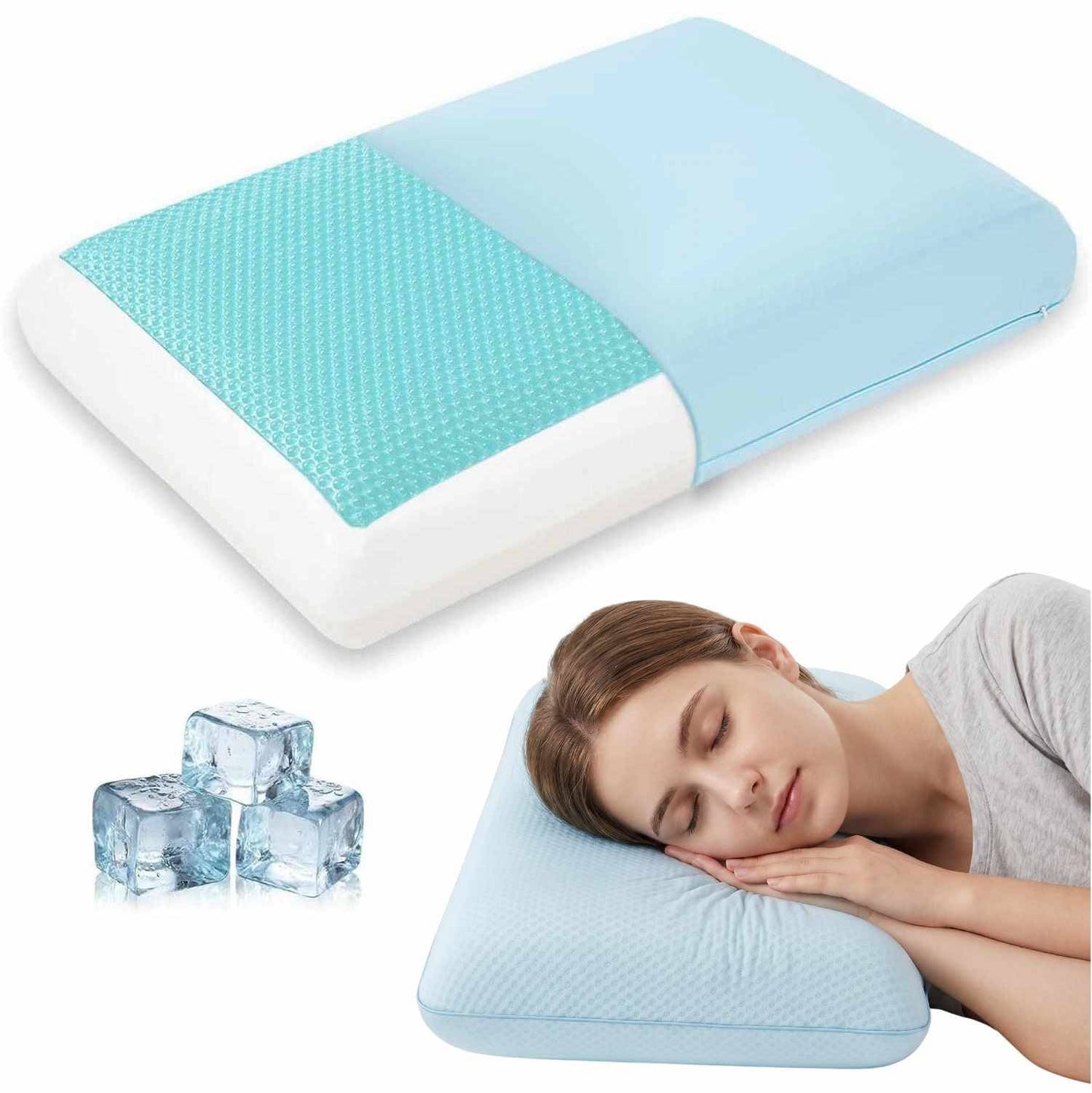 Contoured Gel Memory Foam Cooling Pillow