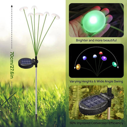 Solar Mushroom Garden Lights, Dual Mode Waterproof