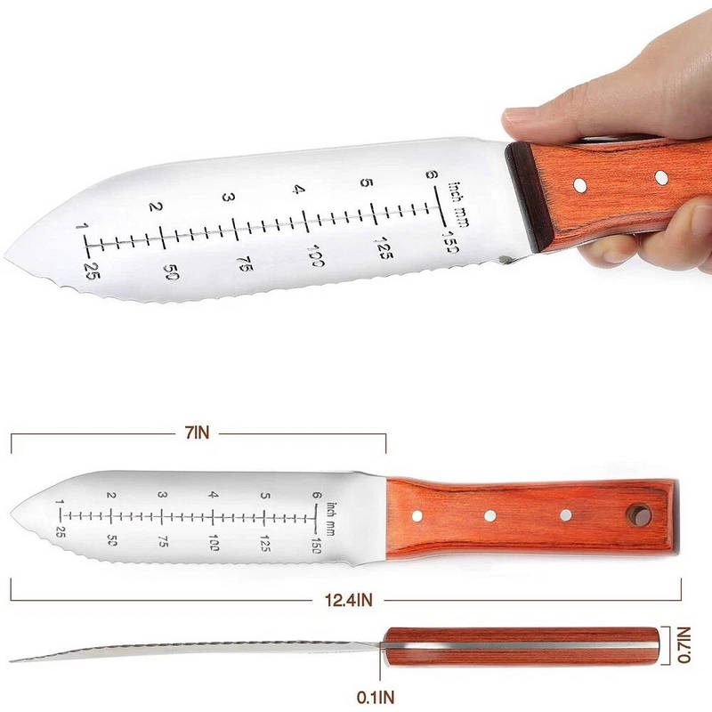 Garden Knife Weeding Tool with Leather Sheath