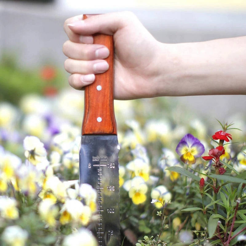 Garden Knife Weeding Tool with Leather Sheath