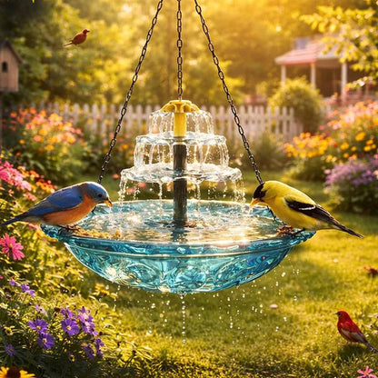 Solar Powered Hanging Bird Bath Fountain