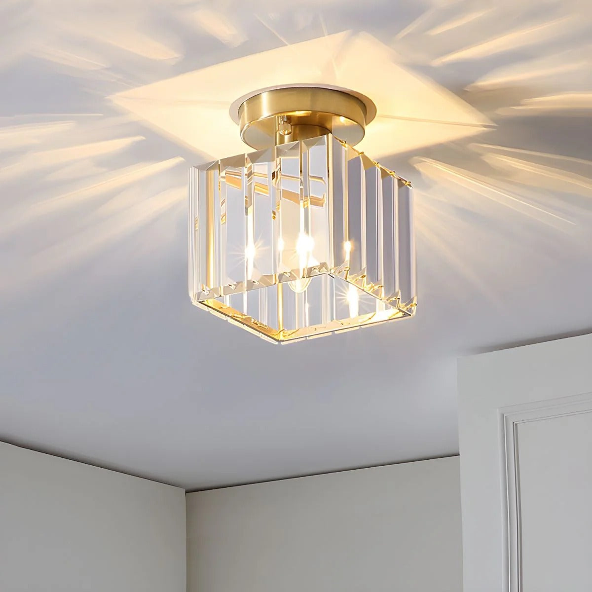 Crystal Glass Ceiling Light for Bedroom & Living Room