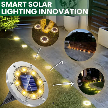 10 Pack Solar Ground Lights, Waterproof Pathway