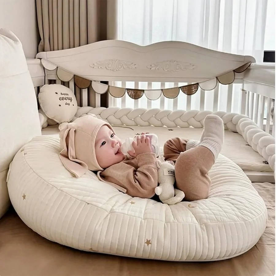 Ergonomic Baby Lounger Pillow, Cotton Nest