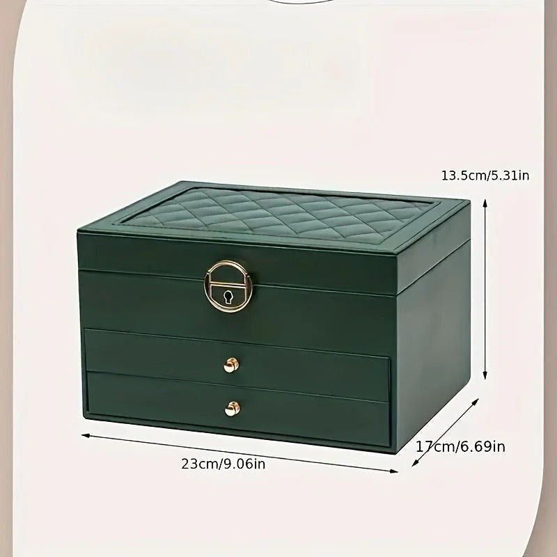 Leather Jewelry Box Organizer with Drawers
