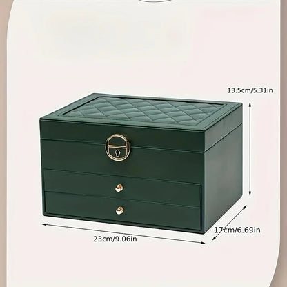Leather Jewelry Box Organizer with Drawers