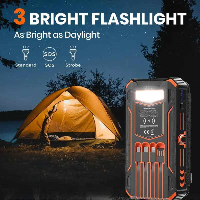 48000mAh Solar Power Bank, 15W Wireless Charger