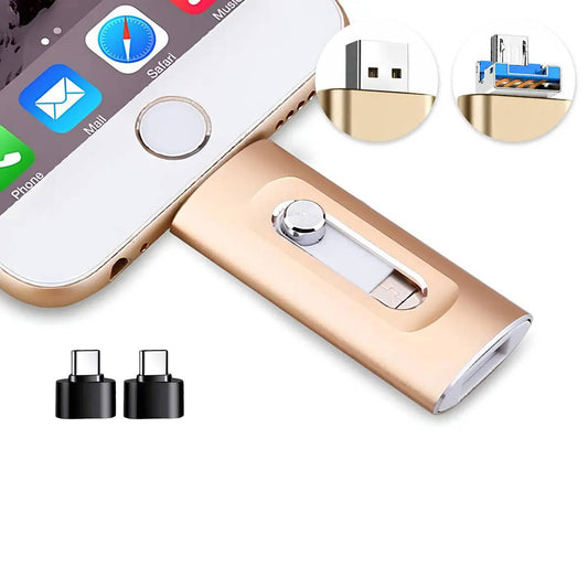 3-in-1 Flash Drive for iPhone, Android & PC