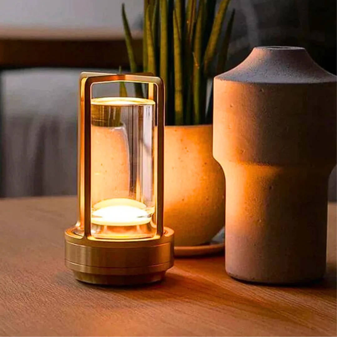 Crystal Lantern Table Lamp, Touch Dimmer & Waterproof