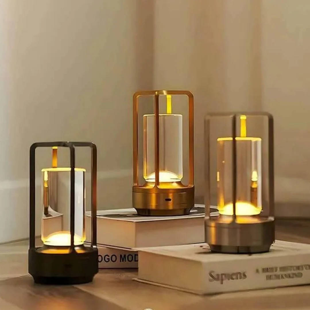 Crystal Lantern Table Lamp, Touch Dimmer & Waterproof