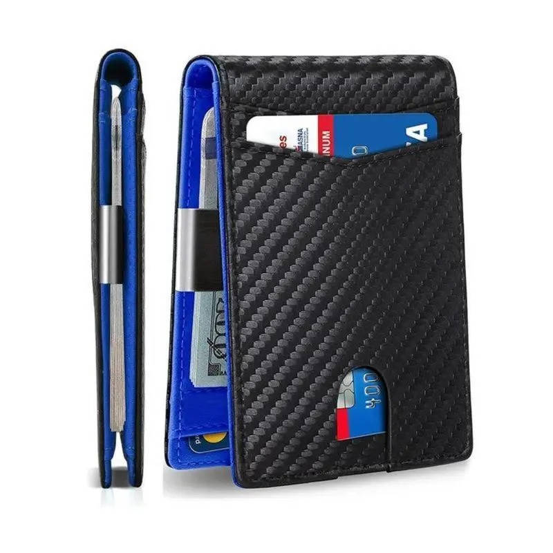Mens Carbon Fiber RFID Bifold Card Wallet