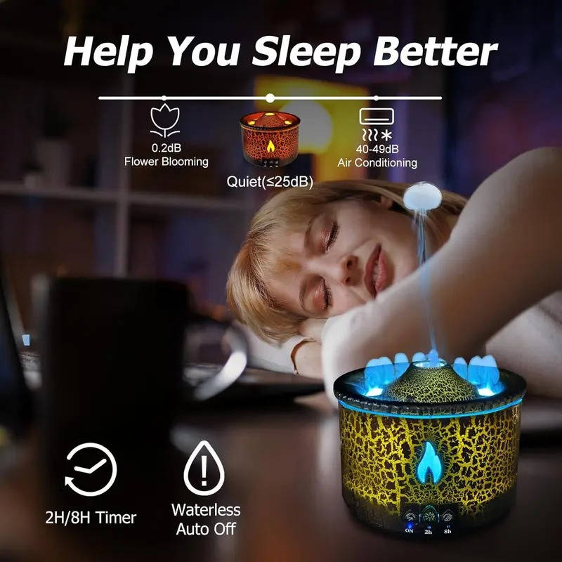 Volcano Aromatherapy Oil Diffuser with Night Light