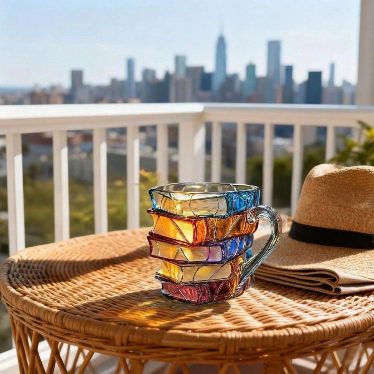 Book Stack Glass Mug with Translucent Panels
