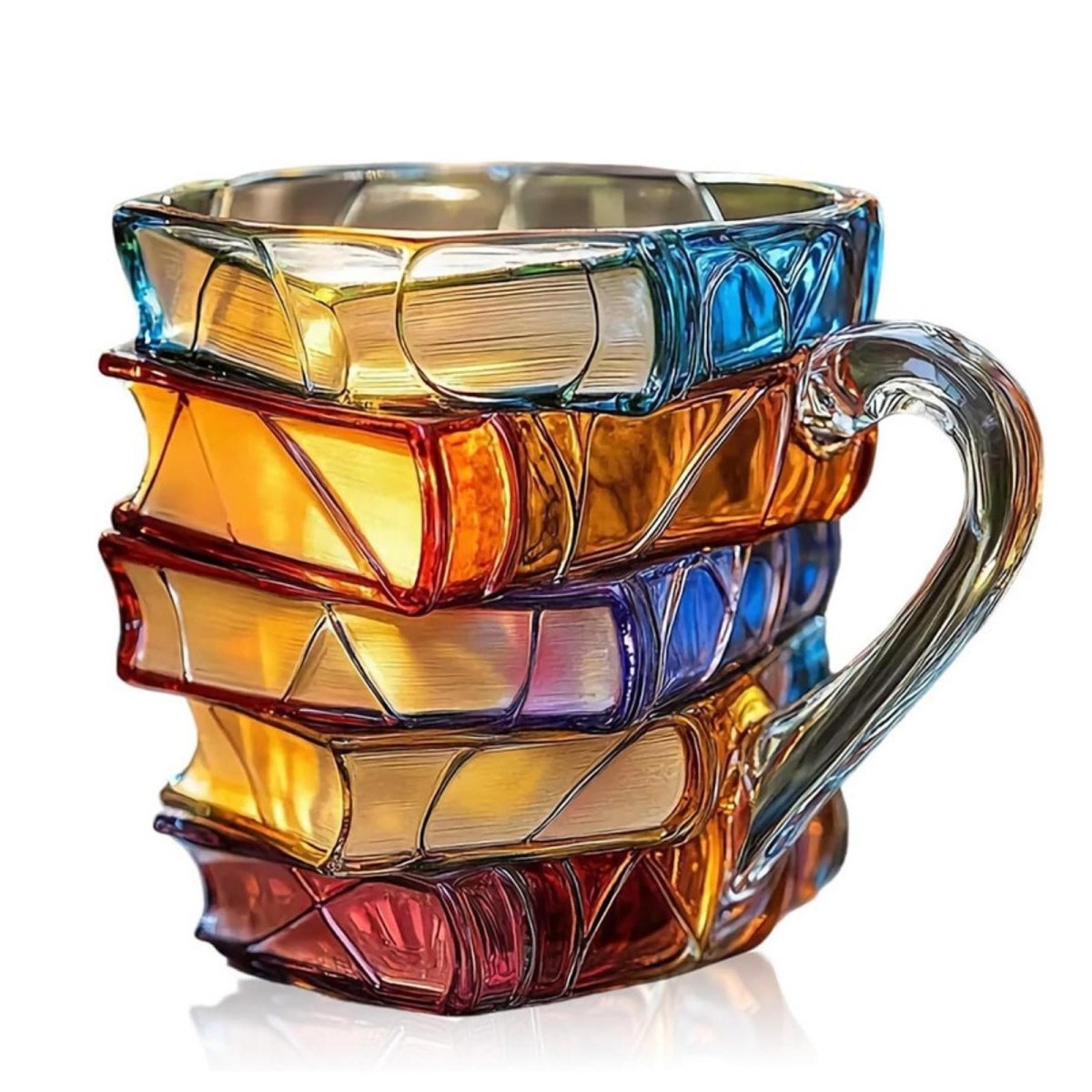 Book Stack Glass Mug with Translucent Panels