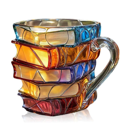 Book Stack Glass Mug with Translucent Panels