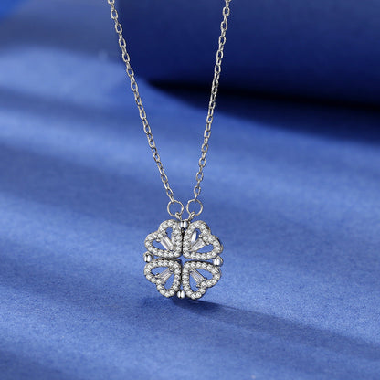 Four Heart Clover Pendant Necklace