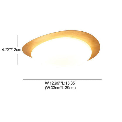 Nordic Iron Wood Grain Pebble LED Flush Mount Light